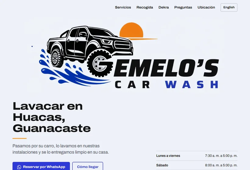 Página de Gemelo's Car Wash